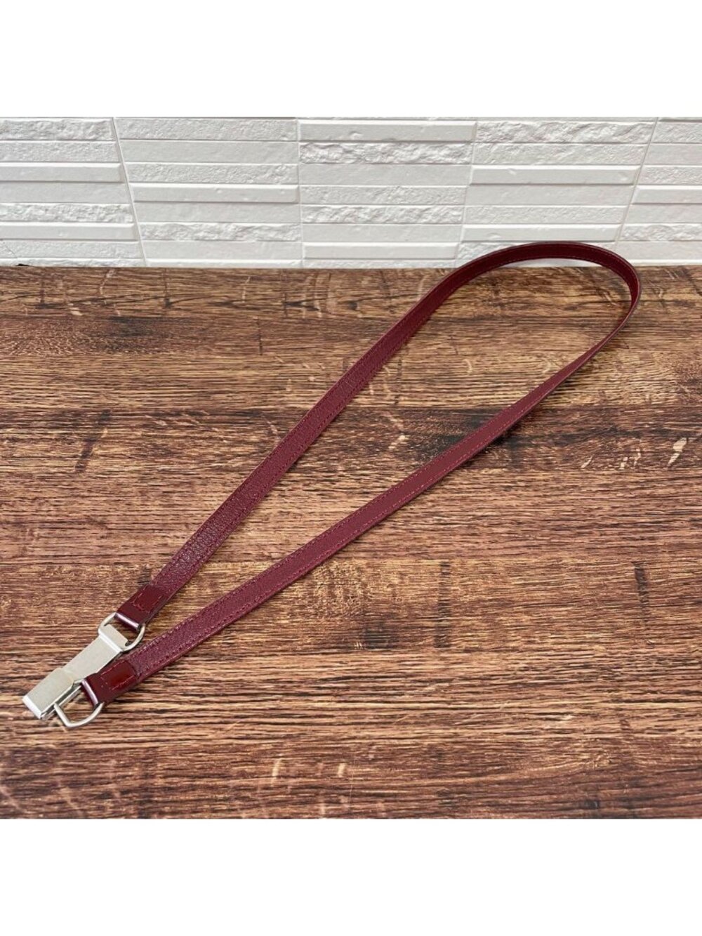 Chanel Enamel Leather Silver Buckle Belt Bordeaux - Picture 6 of 10
